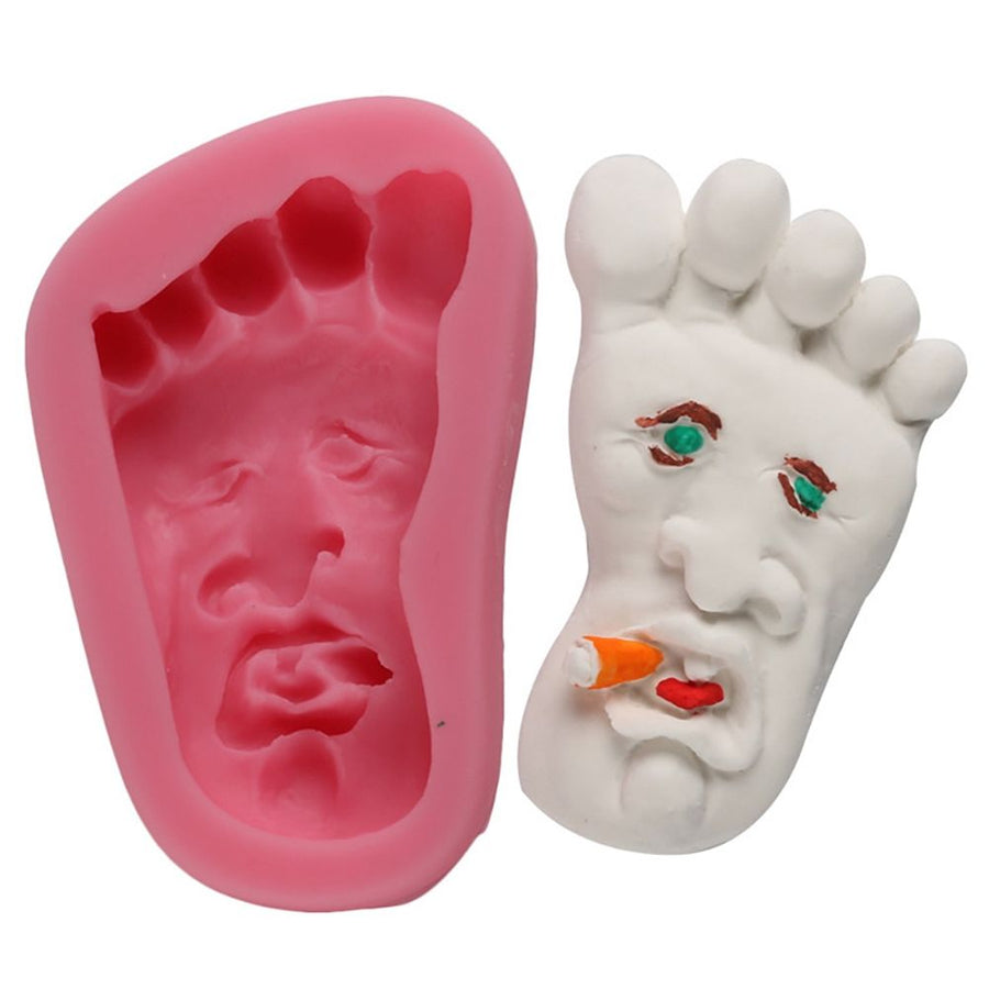 Silicone Foot Face Pattern Pudding Fondant Cake DIY Baking Mold Soap Making Tool