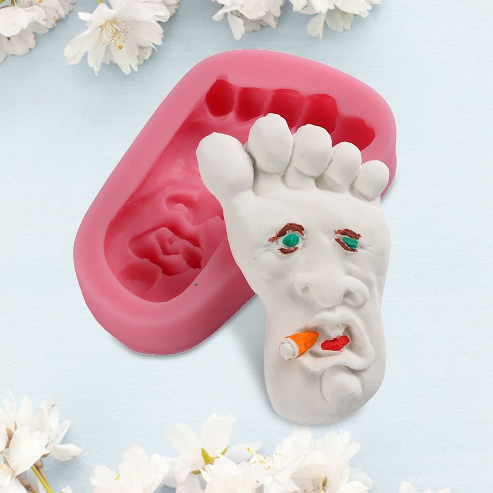 Silicone Foot Face Pattern Pudding Fondant Cake DIY Baking Mold Soap Making Tool