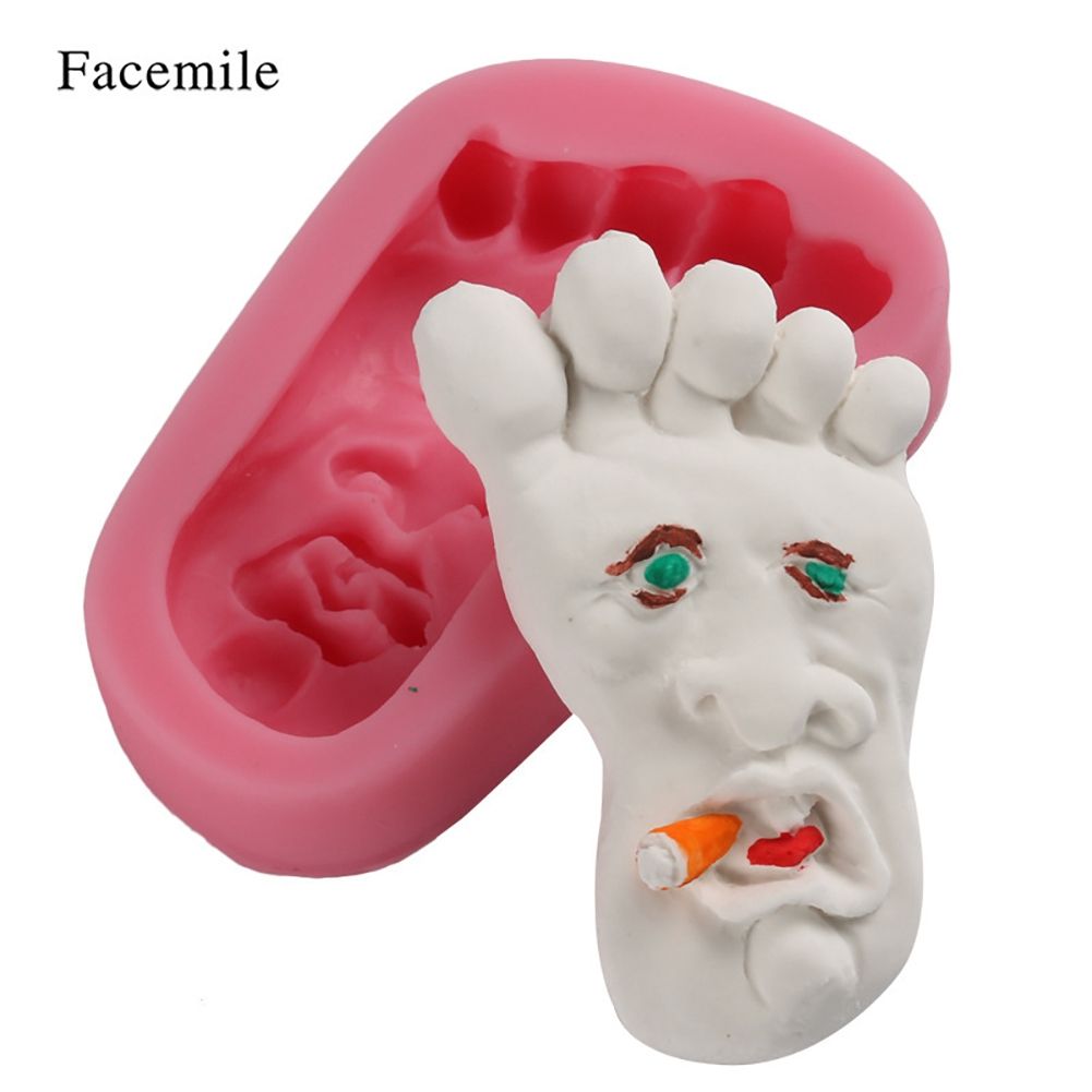 Silicone Foot Face Pattern Pudding Fondant Cake DIY Baking Mold Soap Making Tool