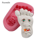 Silicone Foot Face Pattern Pudding Fondant Cake DIY Baking Mold Soap Making Tool - Side View