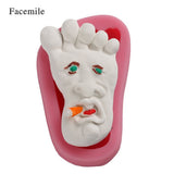 Silicone Foot Face Pattern Pudding Fondant Cake DIY Baking Mold Soap Making Tool