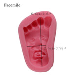 Silicone Foot Face Pattern Pudding Fondant Cake DIY Baking Mold Soap Making Tool - Rear View