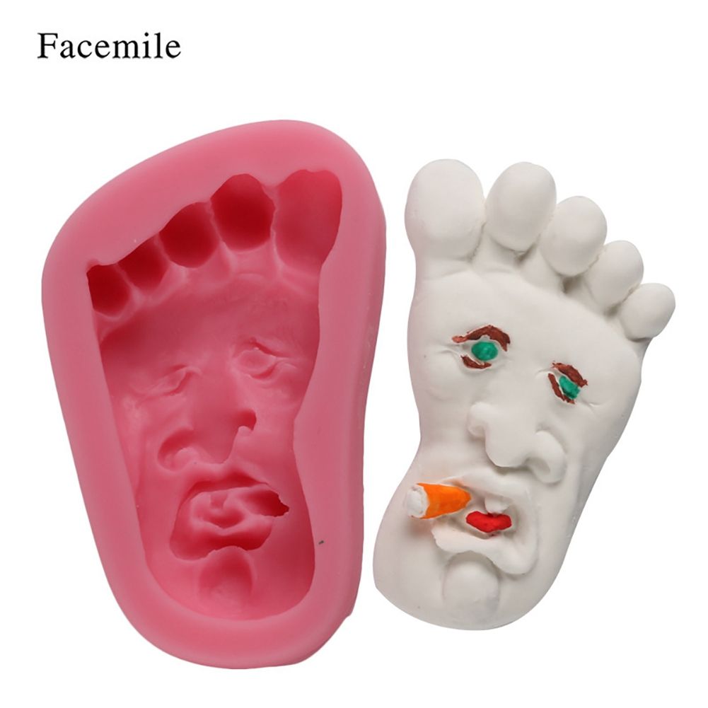 Silicone Foot Face Pattern Pudding Fondant Cake DIY Baking Mold Soap Making Tool