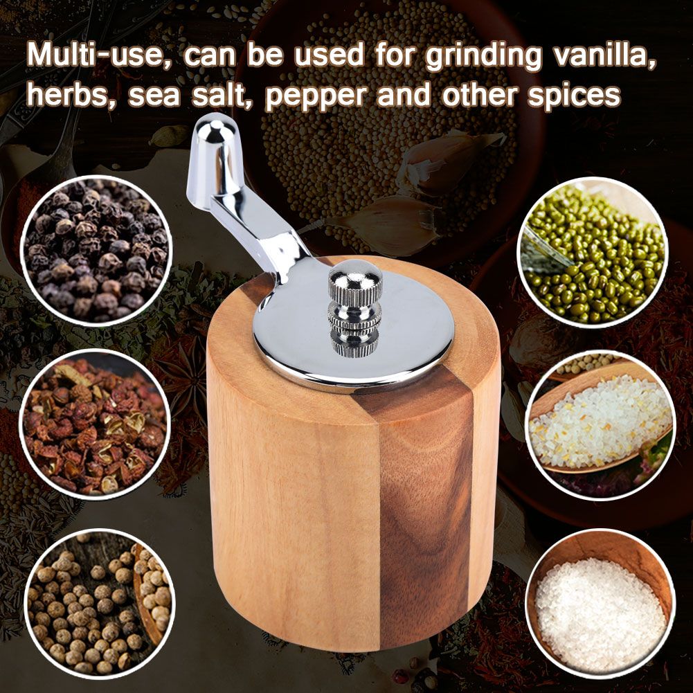 Manual Pepper Grinder Sea Salt Herbs Spices Mill Grinding Tool with Long Crank