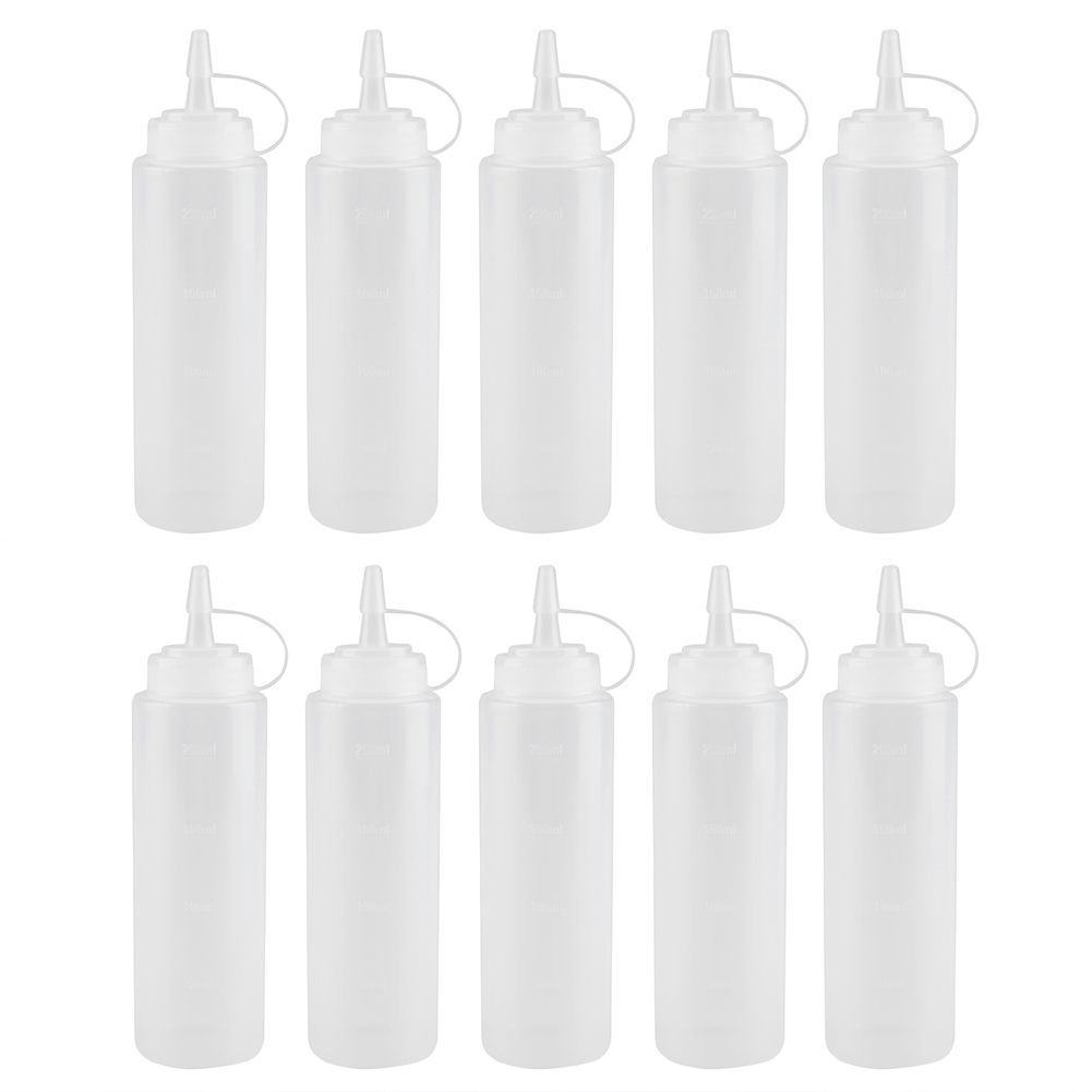 240ml 10pcs / Set Plastic Condiment Dispenser for Sauce Oil Cream Vineger (White)