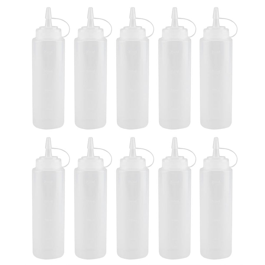 240ml 10pcs / Set Plastic Condiment Dispenser for Sauce Oil Cream Vineger (White)