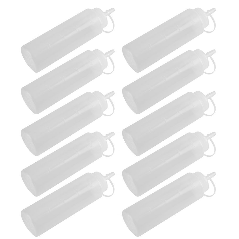 240ml 10pcs / Set Plastic Condiment Dispenser for Sauce Oil Cream Vineger (White)