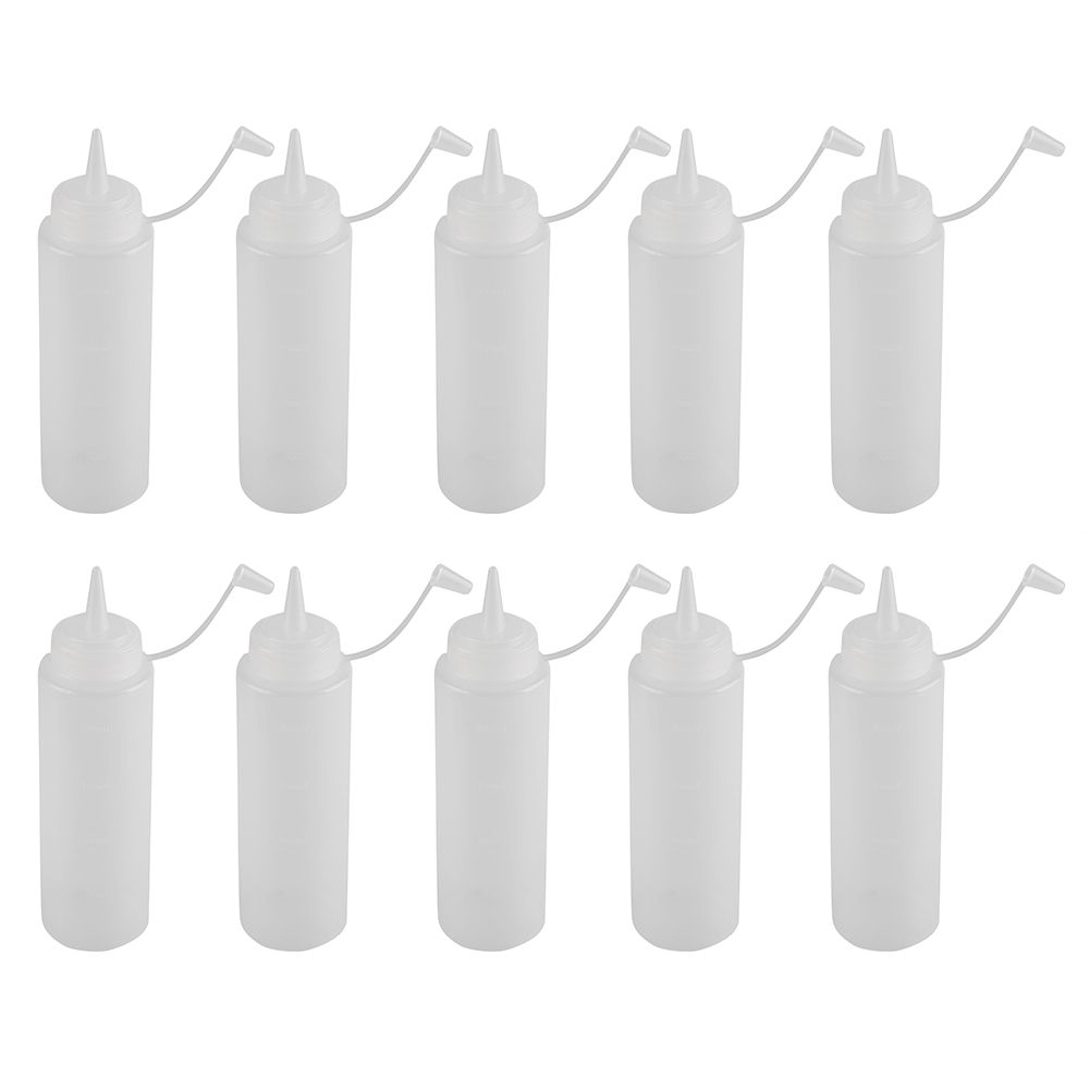 240ml 10pcs / Set Plastic Condiment Dispenser for Sauce Oil Cream Vineger (White)