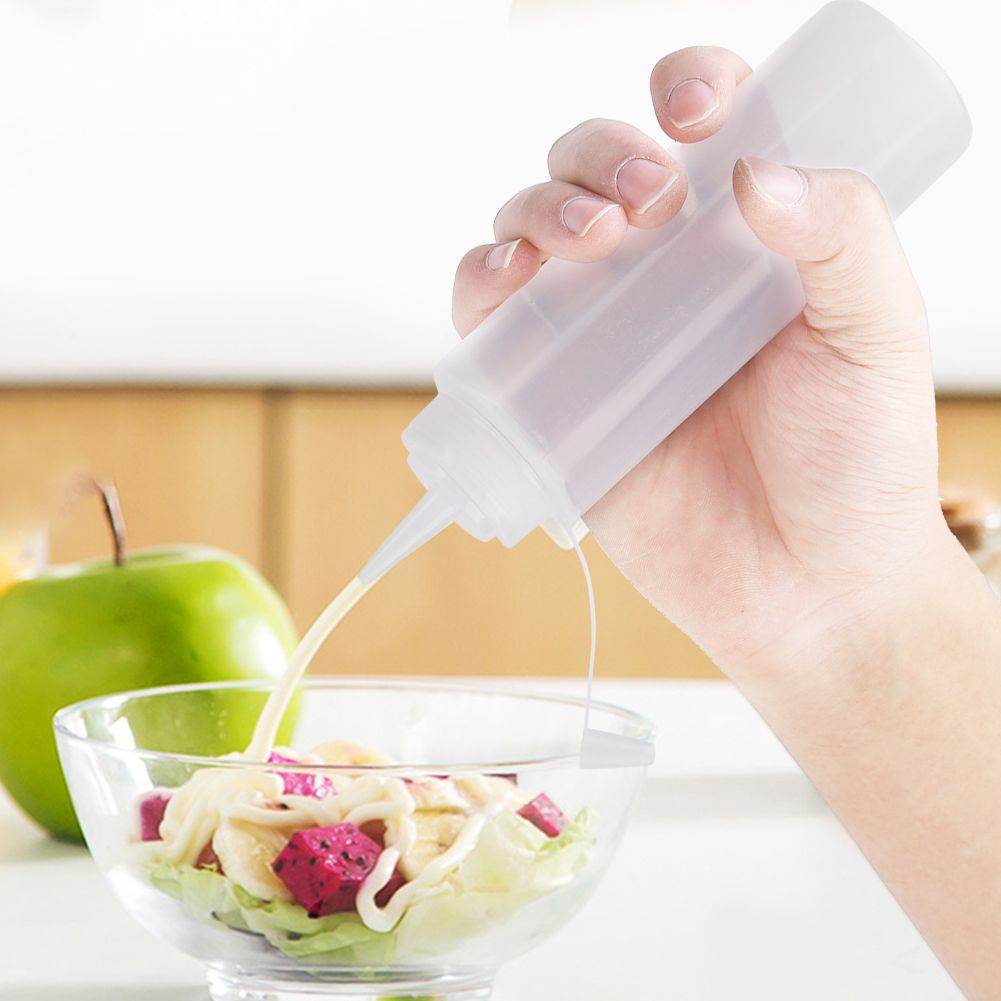 240ml 10pcs / Set Plastic Condiment Dispenser for Sauce Oil Cream Vineger (White)