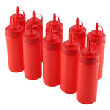 340ml 10pcs / Set Plastic Condiment Dispenser for Sauce Oil Cream Vineger (Red) - Front View