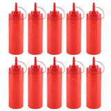 340ml 10pcs / Set Plastic Condiment Dispenser for Sauce Oil Cream Vineger (Red)