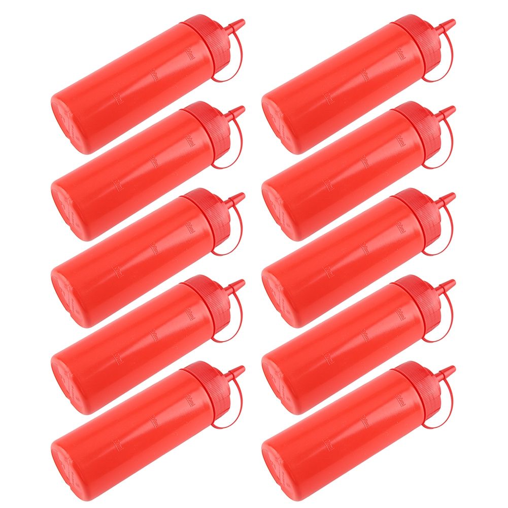 340ml 10pcs / Set Plastic Condiment Dispenser for Sauce Oil Cream Vineger (Red)