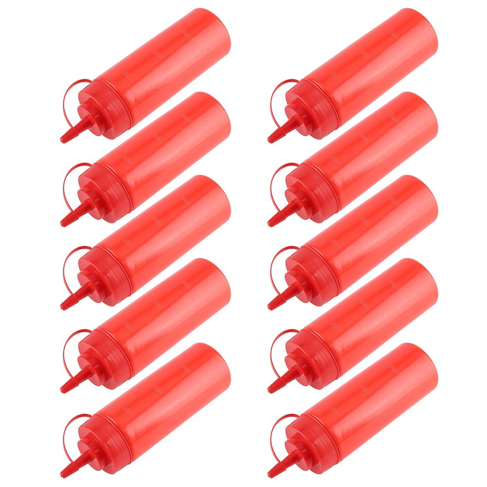 340ml 10pcs / Set Plastic Condiment Dispenser for Sauce Oil Cream Vineger (Red)