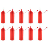 340ml 10pcs / Set Plastic Condiment Dispenser for Sauce Oil Cream Vineger (Red) - Rear View