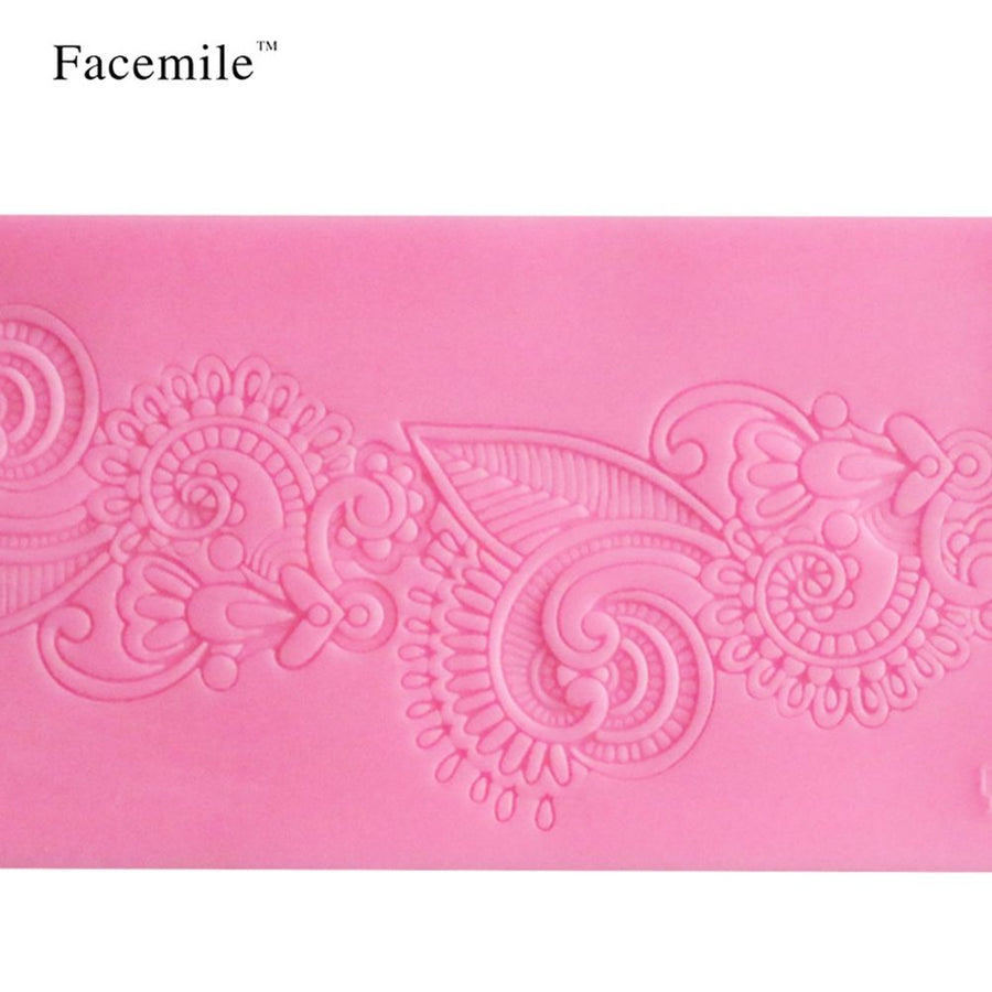 Lace Hem Shape Cake Baking Cookie Chocolate Sugar Paste Food Silicone Mold Bakeware