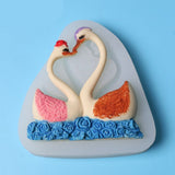 Silicone Cake Mold Sweet Couple Swan Pattern Desserts Chocolate Baking DIY Mold Making Tool - Front View