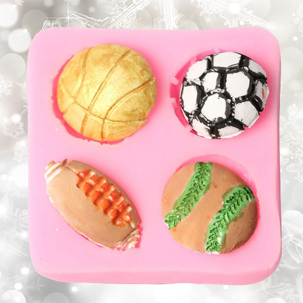 Silicone Cake Mold Football Baseball Sports Ball Pattern Chocolate Baking DIY Mold Making Tool