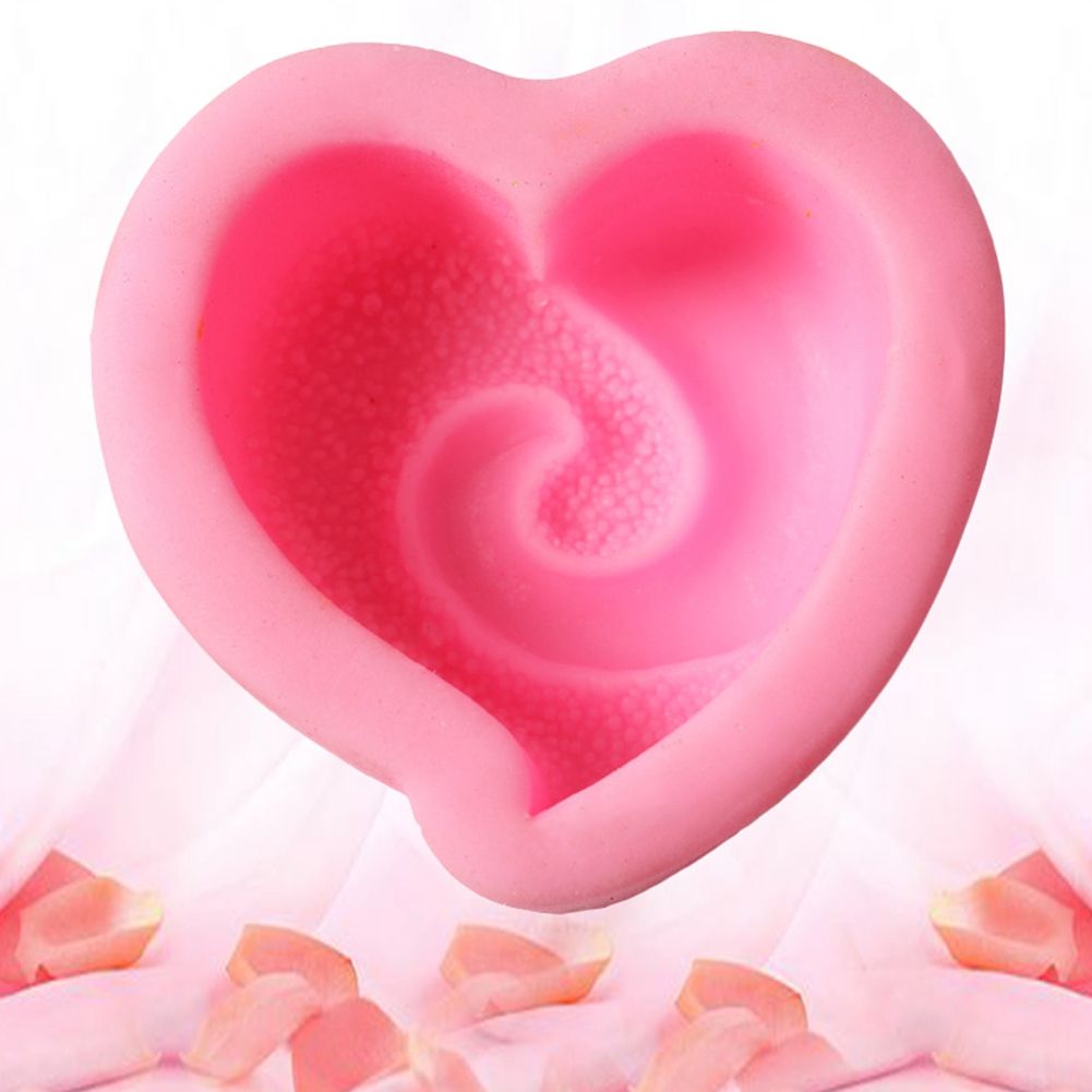 Spiral Loving Heart Cake Baking Cookie Chocolate Sugar Paste Candle Soap Silicone Mold Bakeware