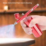 0.3mm Mini Air Compressor Spray Airbrush Set 7CC Capacity - Close-Up Angle