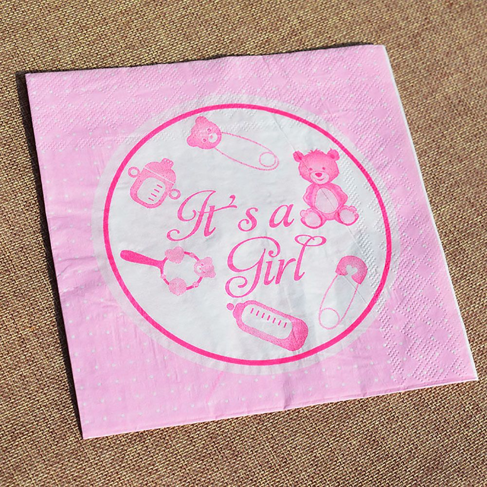 20Pcs It's A Boy Girl Adorable Baby Shower Birthday Party Celebration Paper (Pink)
