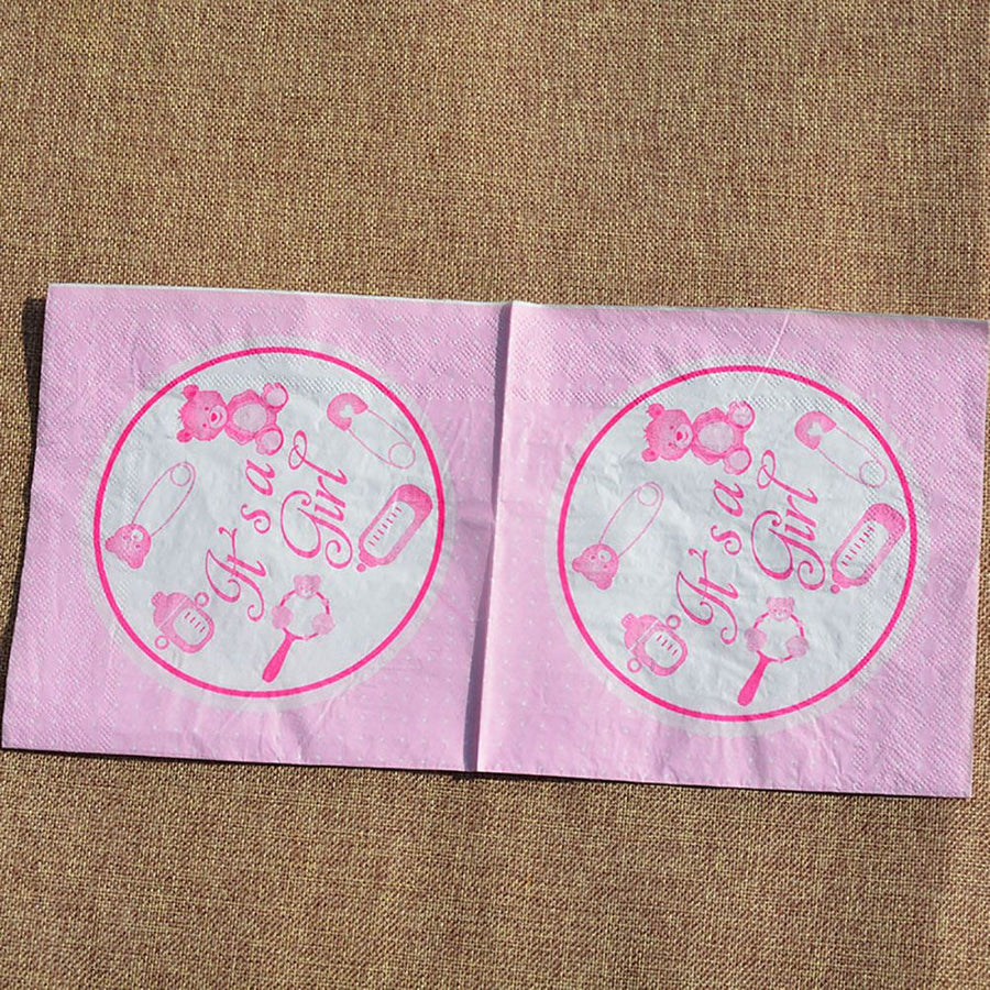 20Pcs It's A Boy Girl Adorable Baby Shower Birthday Party Celebration Paper (Pink)
