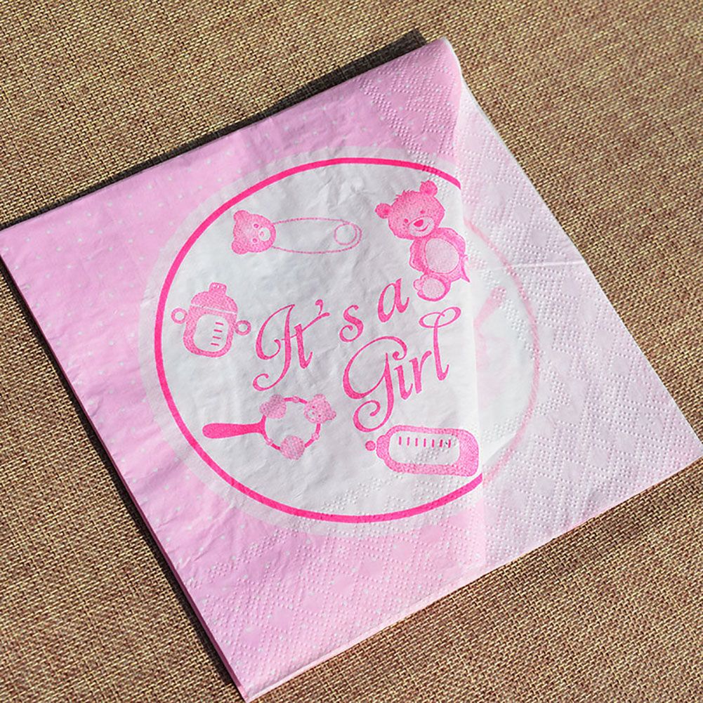 20Pcs It's A Boy Girl Adorable Baby Shower Birthday Party Celebration Paper (Pink)