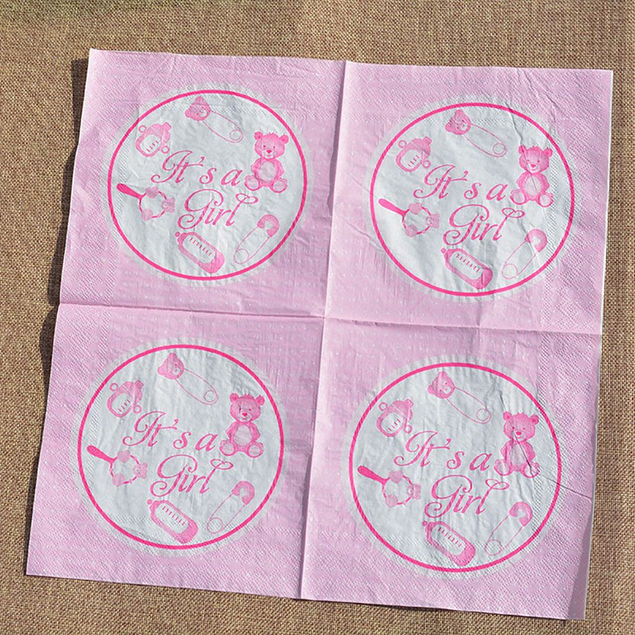 20Pcs It's A Boy Girl Adorable Baby Shower Birthday Party Celebration Paper (Pink)