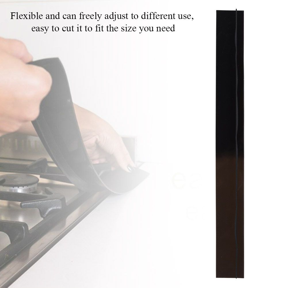1pc Silicone Gap Strip Oil Resistant Stove Kitchen Counter Cap Filler Sealing Cover Black