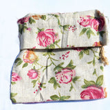 10pcs Printed Linen Drawstring Bag Gift Jewelry Ornament Storage Pouch 1 - Top-Down View