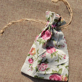 10pcs Printed Linen Drawstring Bag Gift Jewelry Ornament Storage Pouch 1