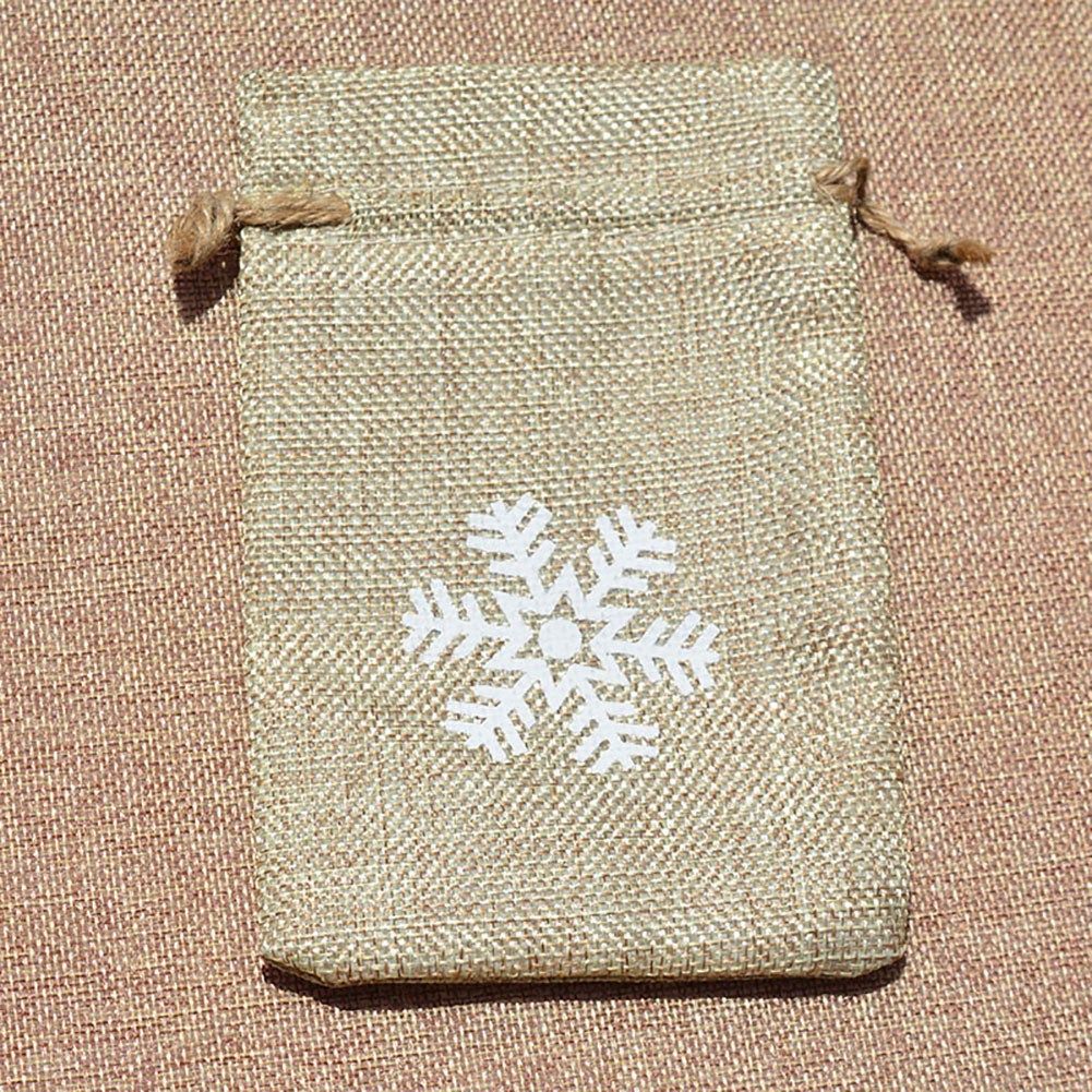 10pcs Printed Linen Drawstring Bag Gift Jewelry Ornament Storage Pouch 4