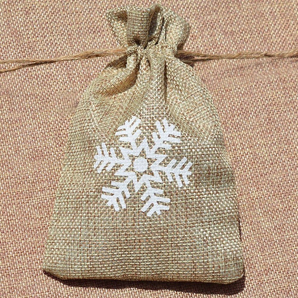 10pcs Printed Linen Drawstring Bag Gift Jewelry Ornament Storage Pouch 4