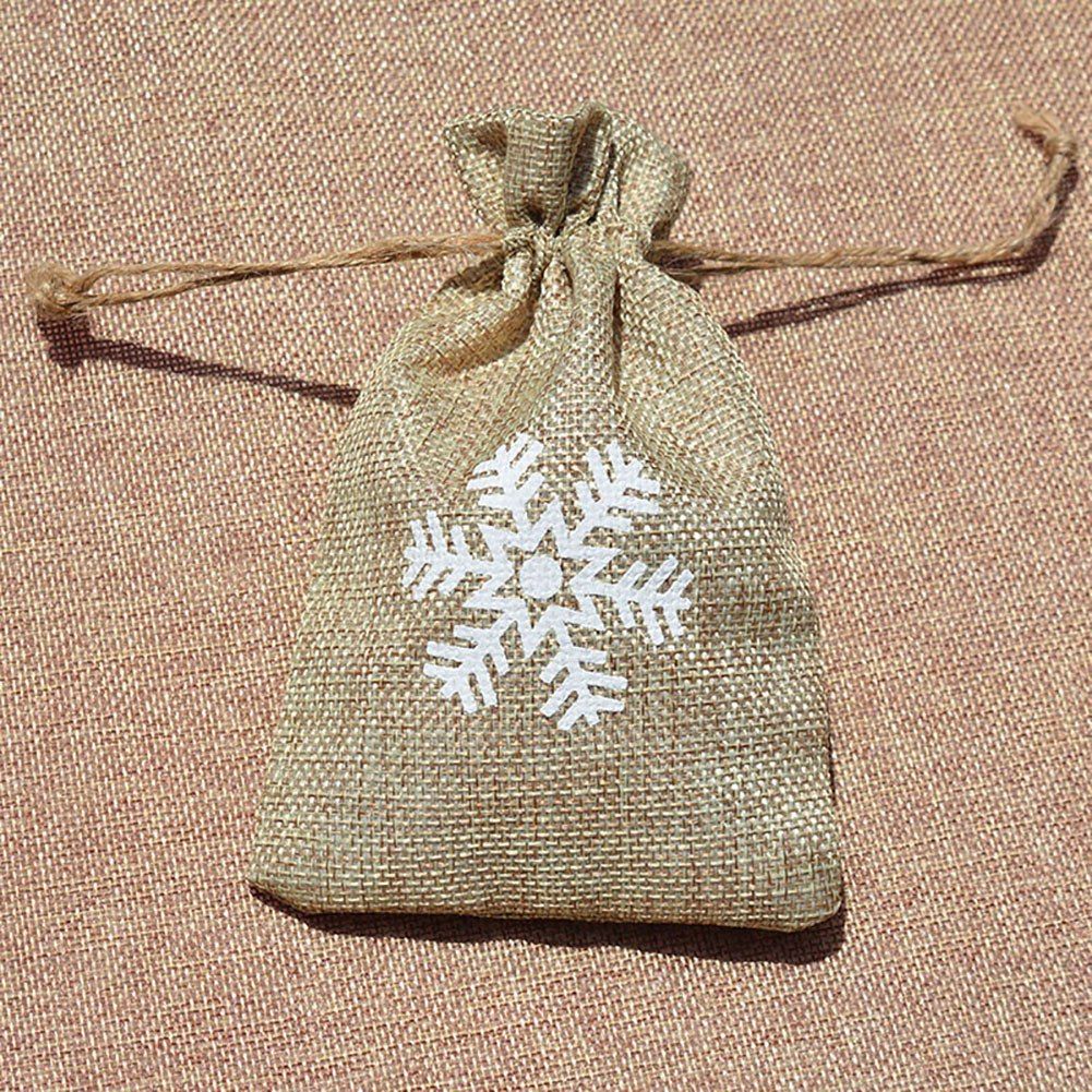 10pcs Printed Linen Drawstring Bag Gift Jewelry Ornament Storage Pouch 4