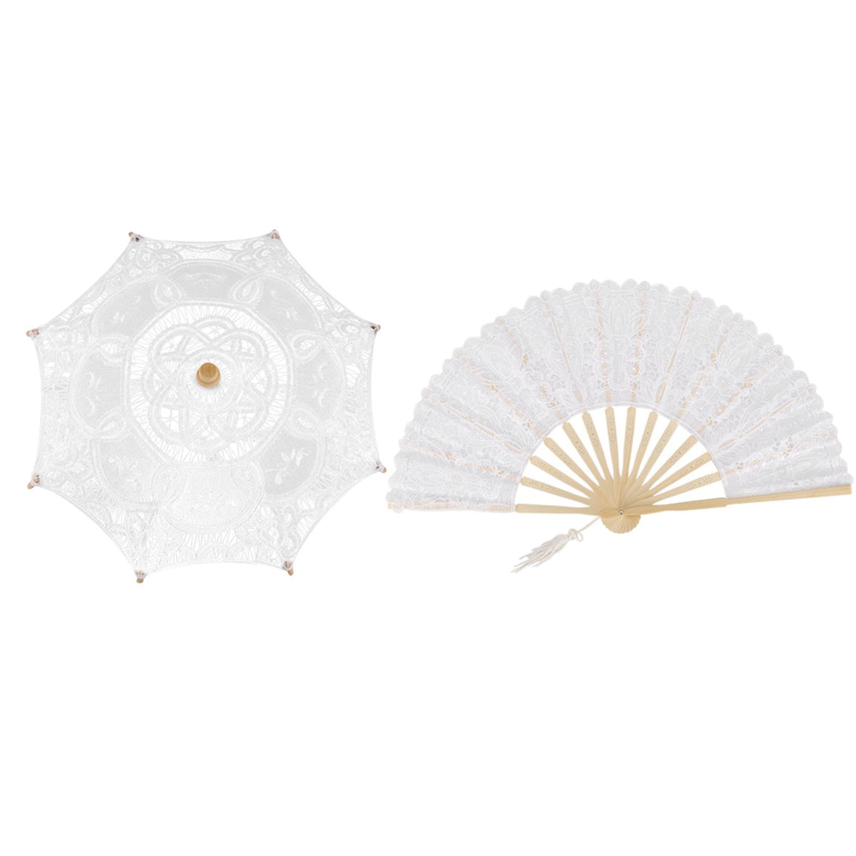 Lace Umbrella Fan Parasol for Lady Women Party Decor Dancing Photography Prop