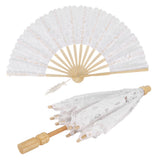Lace Umbrella Fan Parasol for Lady Women Party Decor Dancing Photography Prop - Side View