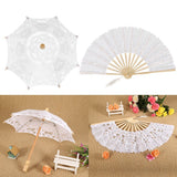 Lace Umbrella Fan Parasol for Lady Women Party Decor Dancing Photography Prop - 45-Degree Angle