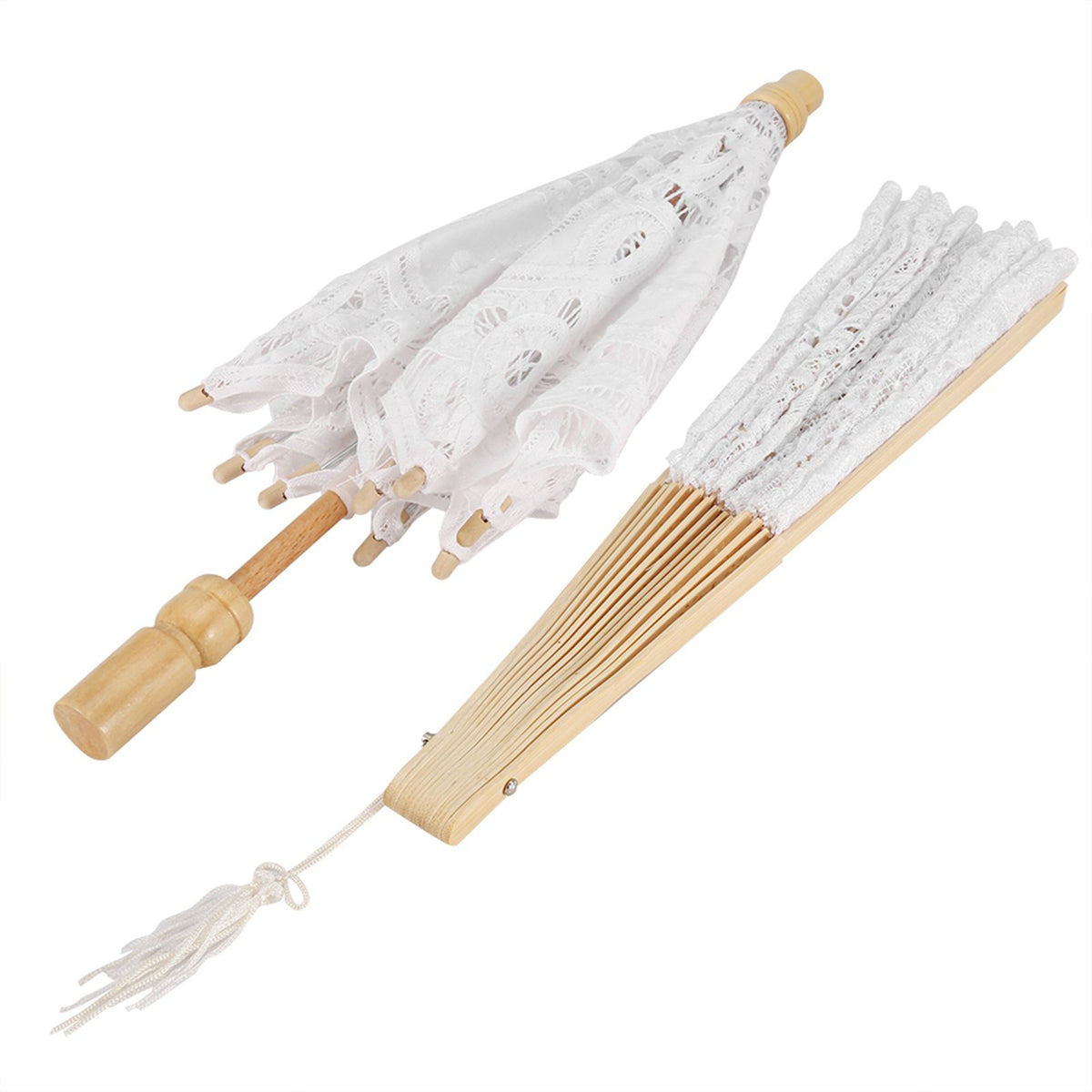 Lace Umbrella Fan Parasol for Lady Women Party Decor Dancing Photography Prop