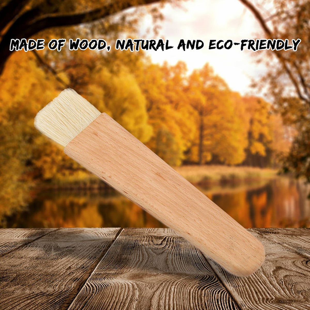Wooden Barbecuing Brush Baking Brush Oil Sauce Butter Kitchen Tool(Flat Handle)