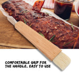 Wooden Barbecuing Brush Baking Brush Oil Sauce Butter Kitchen Tool(Flat Handle) - 45-Degree Angle