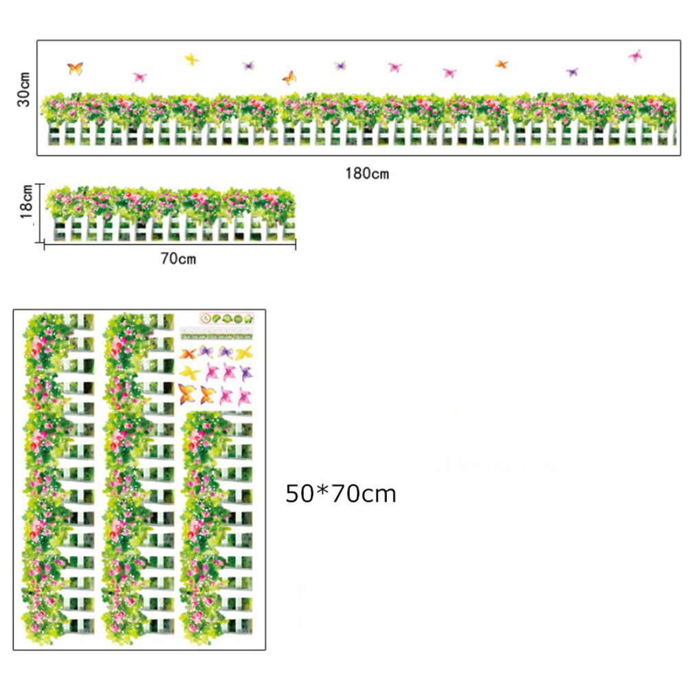 Green Leaves Flowers Pattern Sticker Living Room Bedroom Backdrop Wall Decorative Decal(AY7143)