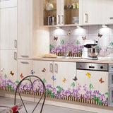 Green Leaves Flowers Pattern Sticker Living Room Bedroom Backdrop Wall Decorative Decal(AY756) - Front View