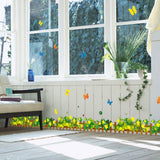 Green Leaves Flowers Pattern Sticker Living Room Bedroom Backdrop Wall Decorative Decal(AY926) - Front View