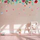 Green Leaves Flowers Pattern Sticker Living Room Bedroom Backdrop Wall Decorative Decal(XH7212)