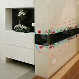 Green Leaves Flowers Pattern Sticker Living Room Bedroom Backdrop Wall Decorative Decal(XH7212)