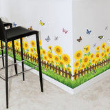 PVC Sunflower Garden Wall Skirting Stickers Poster Decor for Children Room Bathroom