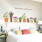 Transparent PVC Pot Plant Wall Sticker Art Home Room Mural Background Decoration