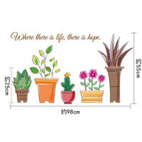 Transparent PVC Pot Plant Wall Sticker Art Home Room Mural Background Decoration - Rear View