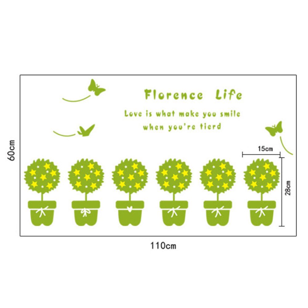 Potted Plant Self adhesive Removable Decorative Wall Sticker for Home Office Decor