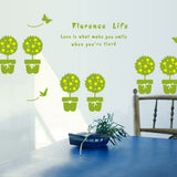 Potted Plant Self adhesive Removable Decorative Wall Sticker for Home Office Decor - 45-Degree Angle