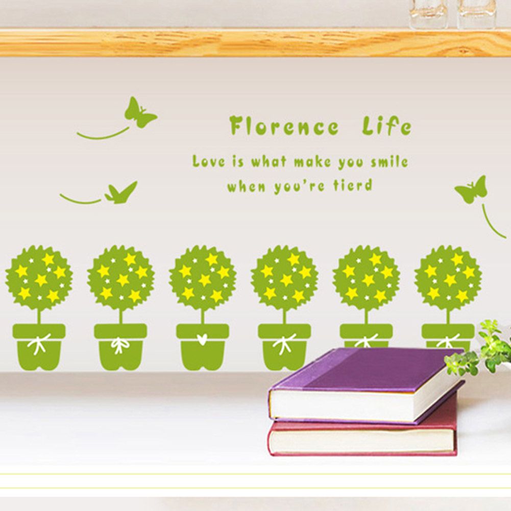 Potted Plant Self adhesive Removable Decorative Wall Sticker for Home Office Decor
